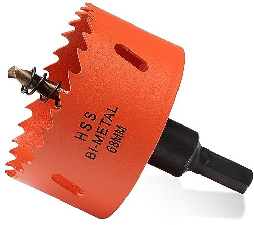 ITOOLFIRM Seghe a tazza bi-metallo, 68 mm, trapano a tazza per legno e metallo, corona rotonda con profondità di taglio di 35 mm, per acciaio, ghisa, alluminio, cartongesso, compensato e acrilico