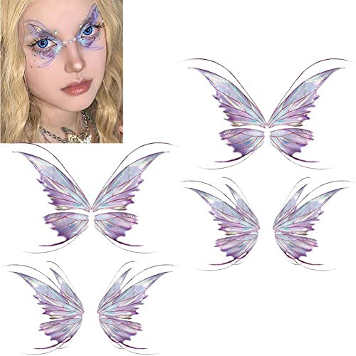 Wudaizhi Gesicht Temporärer Tattoos 2 Blätter Feen Schmetterlingsflügel Glänzende Tattoo Aufkleber wasserdichte Körperkunst Gefälschte Tattoos Für Frauen