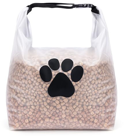 BELLE VOUS Grand Sac Conteneur de Croquettes pour Chien et Chat - Accessoire de Voyage Pliable - Gamelle Portable pour le Transport - Conserve la Fraîcheur - Croquette et Frandise