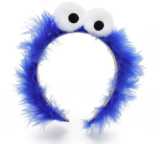 Haarreif Cookie Monster blau Plüsch und große Augen, Accessoire für Kostüm