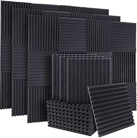 Kopinma 50Pcs Acoustic Panels -Convenient to Install, Effective Sound Proofing Panels for Studio Walls & Ceiling, 1 X 12 X 12 Sound Absorbing Insulation Wedges - Environmentally Safe