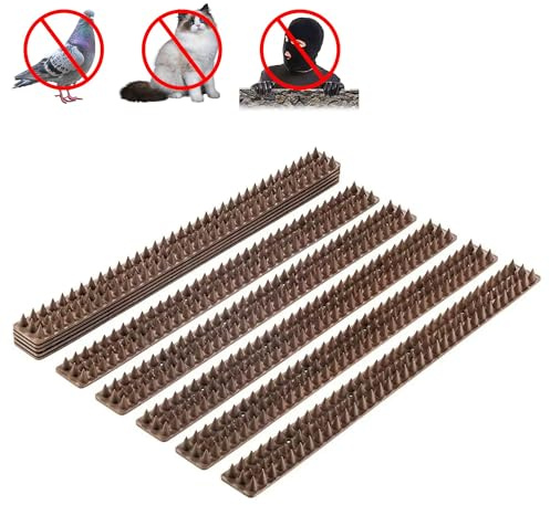 Anti-Kletterspieße – 10 Stück – 10 Streifen à 50 cm mit Spitzen – Länge 5 m – flexible und zuschneidbare Streifen – langlebig und robust – einfache Anbringung – Schädlingsbekämpfung (Tiere)