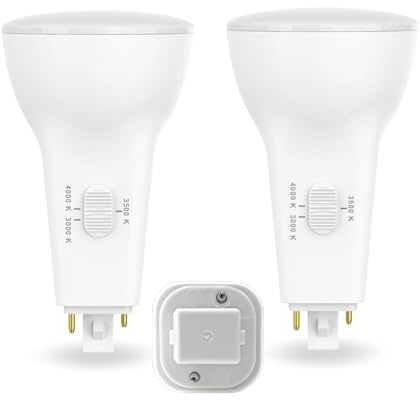 SLEEKLIGHTING | 10W-26W Eq PL Vertical LED Bulb, 2 Pins Diagonal,G24D, 1000lm, 3 CCT Selectable (3000K/3500K/4000K), 50,000 Hours Lifetime - Ballast Removal Required
