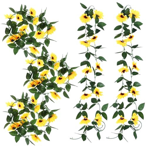Ciieeo 5stücke Kunst Sunflower Girlanden Sonnenblumen Dekoration Blumenkranz Künstlich Für Party Hochzeit Wohnzimmer Schmuck