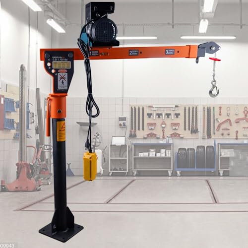 GRIPWAY - Abnehmbarer Klappkran 1000 Pfund, elektrischer Hebekran 110 V, lackierte Stahlkräne, Zugkraft von 800 lbs, für Fabriken, Lager, Bau, Gebäude,