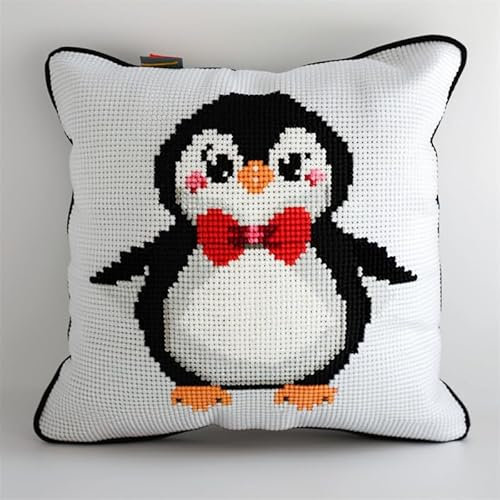 kitphoenix Knüpfkissen Set Tiger Latch Hook Kissen Kit für Kinder oder Anfänger Erwachsene zum Selber Knüpfen, DIY Knüpfteppich Knüpfpackung, Knüpfhaken Set 43 x 43 cm