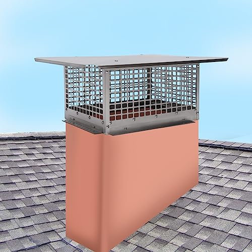 Tapa de chimenea, tapas de chimenea de 17 x 29, cubierta de chimenea de acero inoxidable 304 con tornillos, cubierta de malla para chimenea para tejas de arcilla existentes en el exterior (17 x 2