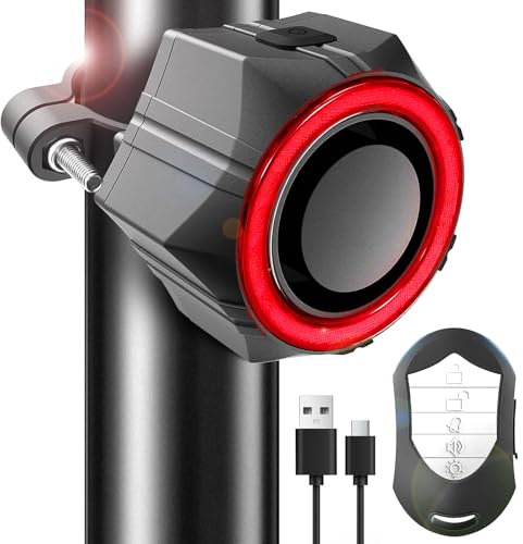 BANGTING 110dB Lauter Fahrrad Alarmanlage mit Fernbedienung, Kabelloser Motorradalarm, IP65 Wasserdichter Fahrrad Alarm, Alarmanlage für Fahrrad, Motorrad, E Scooter, Ebike, Bike, Roller (Schwarz)