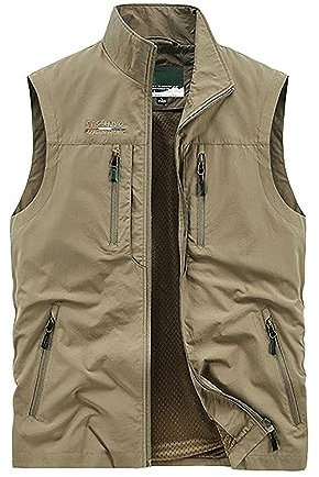 KBOPLEMQ Weste Herren Sommer Weste Outdoor Weste ärmellos Freizeit Leichte Funktionale Anglerweste Bequeme Arbeitsweste Jagd Trekking Wander Reporterwesten Safari Weste mit Vielen Taschen