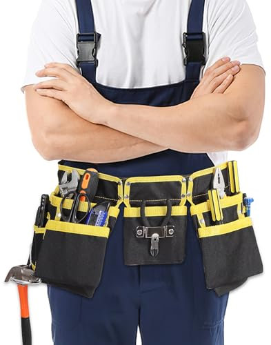 UKCOCO Tool Belt Pouch: Heavy Duty Oxford Cloth Tool Belts 12 Pocket Tool Belt Pouch with Adjustable Belts for Electrician,Carpenter,Construction,Work Apron
