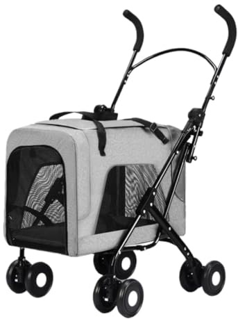 Hundbarnvagn Hundvagn Kattvagn Avtagbar Husdjursvagn Med 4 Hjul Hopfällbar Hundvagn Kattvagn För Medelstora Små Hundar Husdjursvagn Husdjur Buggy(Grey)