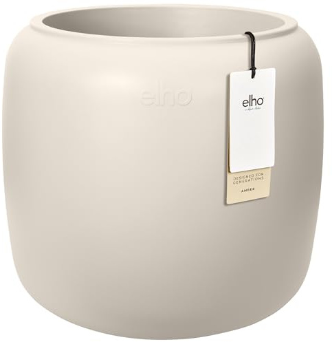 elho Amber Beads Small 40cm Blumentopf - Linen White | ∅ 39.2 x H 34.9 cm | für den Innen- und Außenbereich | 100% recyceltes Plastik