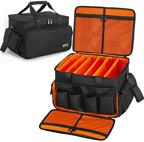 OUUTMEE DJ, Borsa Cable File Bag per Attrezzature DJ, Divisori Regolabili e Due Tasche Separate, 30 x 20 x 20 cm