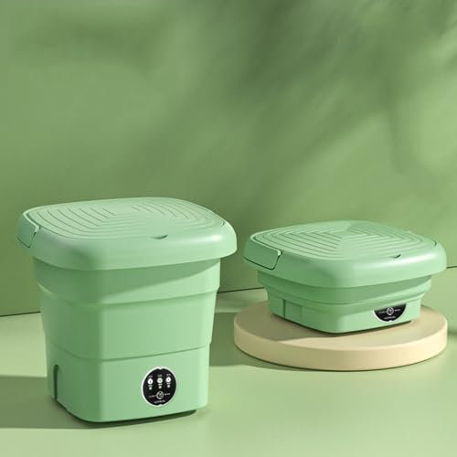 Mini Lavatrice Portatile, 4.5L Pieghevole Lavatrice Da Campeggio Piccola Con Centrifuga, Lavatrice Con Tubo Di Scarico Ad Alta Velocità Per Biancheria Intima, Da Viaggio, Campeggio, Dormitori ,Green