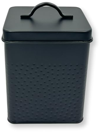 MediMuc Vorratsdose Keksdose, Lebensmitteldose TARO strukturierte Oberfläche, schwarz pulverbeschichtet, eckig, Maße L/B/H 11,0 x 11,0 x 14,0 cm Volumen ca. 1,7L