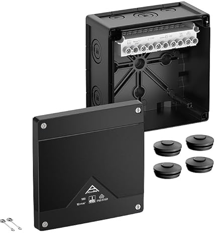Spelsberg Abox Pro 100-10²/sw - IP66/IP67/IP69 Junction Box with Cable Connectors Accessories - Electrical Enclosure with Raised Screw Terminals - Rated 690V for Industrial & Outdoor (Black)