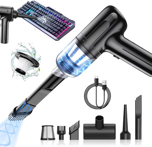 Anluomania Aspirador de Mano Potente 11000PA, Mini Aspiradora De Mano sin Cable, 3 in 1 Multifunción Aspirador Coche, Accesorios Coche, Filtro Lavable, 4000mAh, Aspirador Ligera para Coche/Hogar