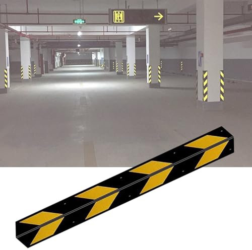 Hoixin Protección Pared Garaje Protector Esquina En Forma L 2 Artículos Protector Columna Parking Reflectante Material De Caucho Protector Parking con Tornillos De Montaje(80x10x1cm(2pcs))