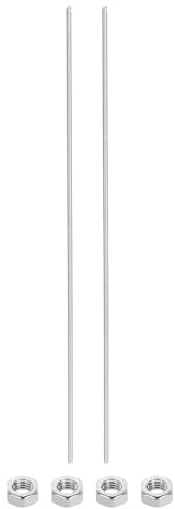 QUARKZMAN 2pcs Varilla Roscada M3 x 250mm Perno Roscado Plateado | a la Derecha Métrico Varillas Roscadas Completas de Acero Inoxidable, con 4pcs Tuercas Hexagonales de 1.25mm Paso