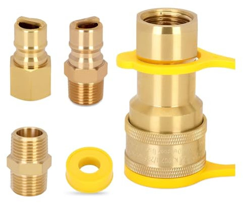Fozriybefy Raccordi A Sgancio Rapido per Gas Naturale da 1/2 Pollice, Kit di Sgancio Rapido per Tubo Flessibile del Propano, per Grill A Gas, Riscaldatore e Generatore