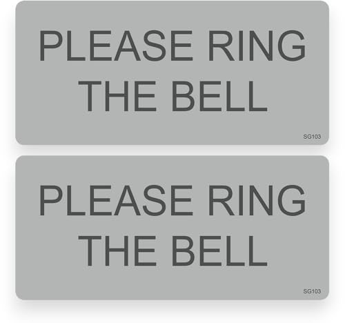 2 PACK - Sticker Gold - Small Subtle 9cm Grey Please Ring Bell Stickers - Self Adhesive, Sign, Notice, Door Knocker, Decal Upvc Composite SG103
