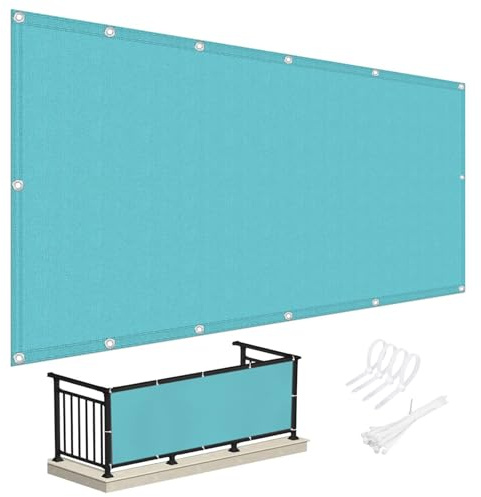 Balkonverkleidung Wetterfest 90x200cm (400Größen verfügbar), Premium PES Polyester 175g/qm Balkon Sichtschutz nach maß Blickdichte, Terrassen Sichtschutz UV-Schutz, ohne Bohren mit Kabelbinder