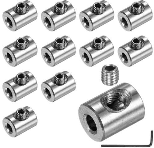M METERXITY 12-Pack Wire Rope Cable Clamp, 3.3mm Hole 304 Stainless Steel Single Holes Lock Clip with Hexagon Screws Spanner for Cable Rigging/DIY Decorative Rope/Clothesline