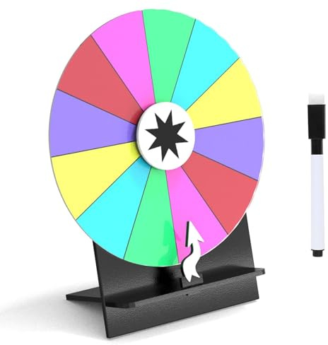 Generisch Prize Wheel Spinner with Stand, 12-Inch Turntable, 12-Slot Dry Erase Game Wheel, Customizable Fortune Spinner for Fundraisers, Trade Shows, Corporate Events, Parties,