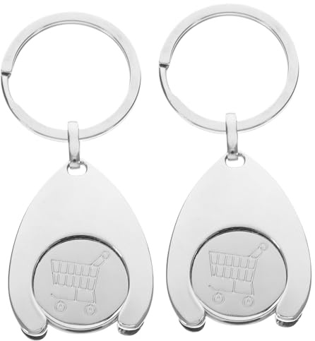 PRETYZOOM 2pcs Metal Shopping Trolley Token Key Rings Portable Keychain Pendant for Supermarket Cart Release Accessories