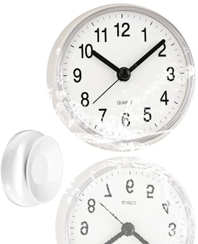 Bathroom Clock, 7 Cm Mini Suction Cup Wall Clock Bathroom Clock Waterproof for Bathrooms Shower and Kitchen, Easy Reading Time Management Tool Shower Clocks for Home and Hotel Use