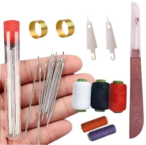 37Pcs Sewing Tool Set, Needles Thread Hand Repair Tools for Adults, Ultra-Lightweight for Easy Handling and Portability, Sewing Thread Needles Awl Thimble Scissors for Beginner DIY Lovers (1 Set)