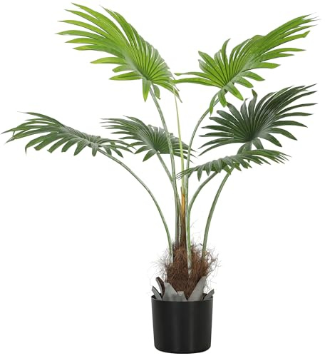 HOMCOM 94cm Artificial Palm Tree Decorative Plant Home Office Decor Green