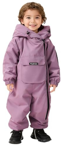 YiZYiF Unisex barn baby snödräkter vattentät vindtät vinteroverall med fleecefoder, violett, 92-98