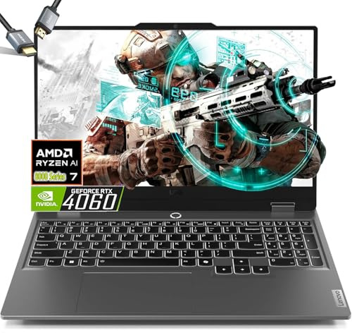 Lenovo LOQ 15.6 Ordinateur portable de jeu AMD Ryzen 7 8845HS Beat i9-13900H - RTX 4060-32 Go de RAM | SSD 1 To - Clavier rétroéclairé - Écran FHD 15,6 G-SYNC - Windows 11 - Computadora Gamer PC