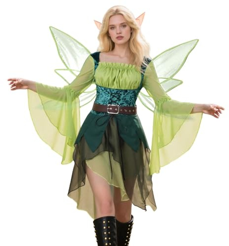 Tinkerbell - Disfraz de hada con lentejuelas para mujer, disfraz de hada, disfraz de hada, disfraz de hada de las flores, para carnaval, Halloween, cosplay, S-XXL