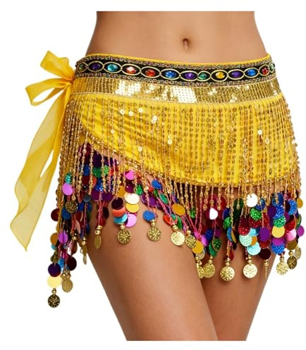 Generisch Bauchtanz Hüfttuch, Tanztuch mit Münzen für Bauchtanz, Angenehm Leicht mit Klang Effekt, Perfekt für Bauchtanz, Yoga, Fitness, Tanzkurs & Karneval