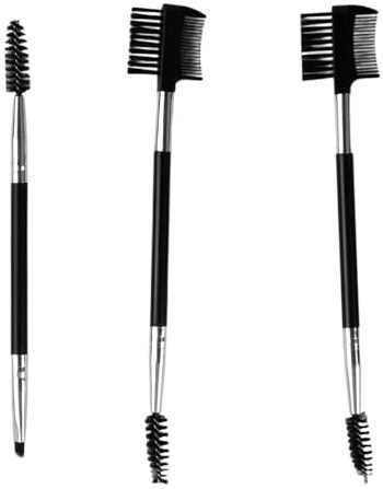 3er-Set Augenbrauen und Wimpernbürste Doppelköpfiger Augenbrauenpinsel mit Wimpernkamm/Augenbrauenkamm und Schräger Augenbrauenpinsel für Perfektes Augenbrauen- und Wimpernstyling