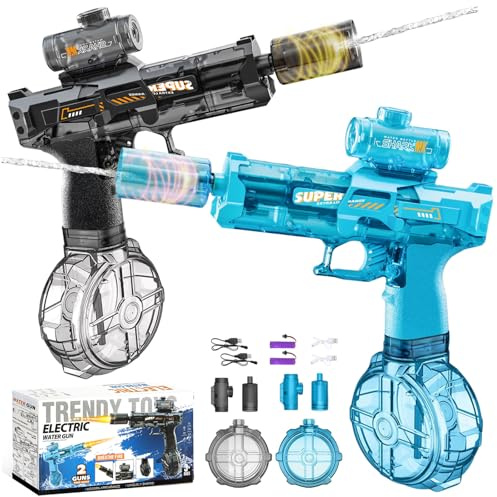 2 Pièces Pistolet à Eau Électrique,Pistolet à Eau éLectrique pour Enfants | Avec Effet Lumineux Synchronisé, Grande Portée 8 À 10 M, Idéal Batailles Eau Plage Piscine Jardin, Cadeau Été Tous Âges