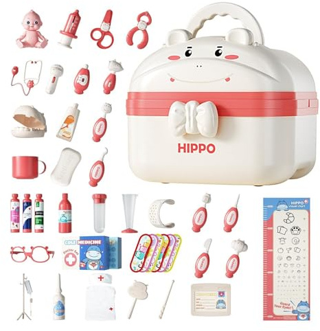 Play Doctor Set Kids - Set medico in plastica per bambini, valigetta portaoggetti per giochi di ruolo, set per aula durevole per l'apprendimento precoce, medico, rilevatore di giochi, SP