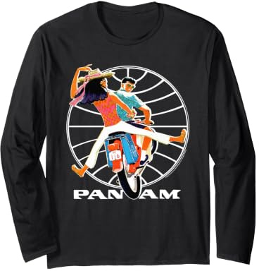 Pan Am Bermuda Scooter with Logo Illustration Retro Travel Long Sleeve T-Shirt