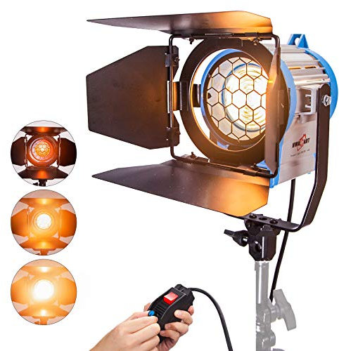 Fresnel 500W Tungstène Spotlight Projecteur Lumière Eclairage Mandarine Vidéo avec Halogène Ampoule pour Caméra Film Photographie Studio