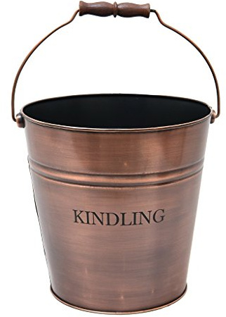Fireside Log Kindling Storage Container Copper Kindling Bucket Basket AM97