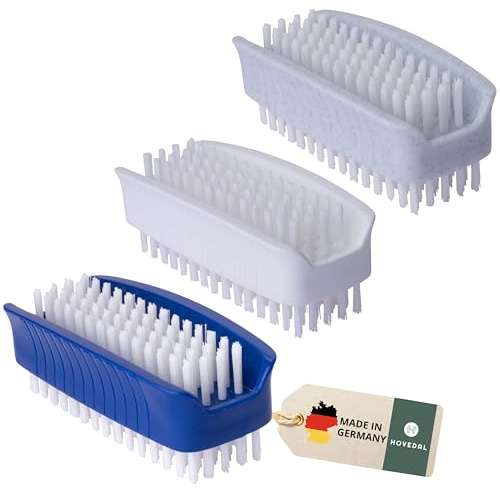 Nagelbürste 3er Set, Made in Germany, Handbürste, Handwaschbürste, Nagelbürsten doppelseitig, Die ideale Waschbürste für Fingernägel, Hände und Füsse, Handbürsten (Blau/Weiß/Hellgrau)