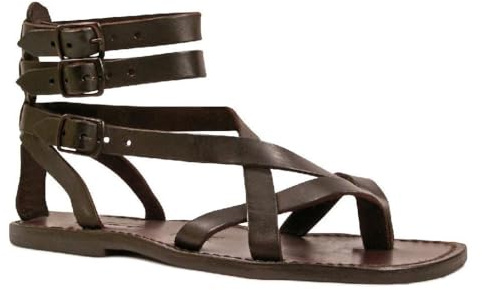 Sandali Gladiatore Uomo in Pelle Color Testa di Moro - Codice Modello: 564-U-CUOIO - Taglia: 45 EU