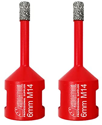 Diamant Fliesenbohrer 6mm - 2 stücke M14 Diamantbohrer Lochsäge für Fliesen Porzellan Keramik Marmor Granit Bohrungen, für Winkelschleifer