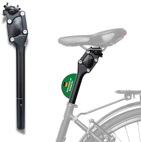 CONTEC Fahrrad-Federsattelstütze SP-060 Slim, Parallelogramm, 400 mm Länge, Ø 27,2 mm, 27 mm Federweg, Aluminium, für 70-85 KG Fahrergewicht, Schwarz