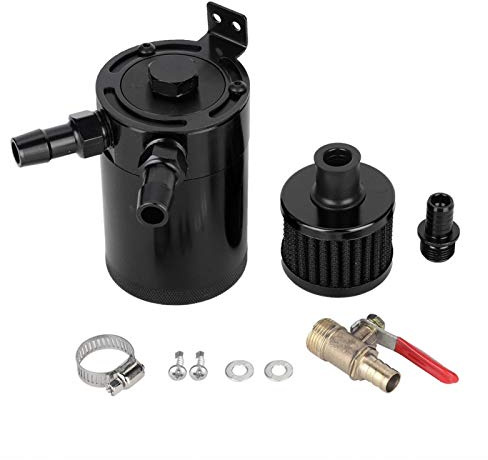 Oil Catch Can Kit – iversal Aluminum Reservoir with 2 Port Accessory for Car Engine Oil System Upgrades & Performance Enhancement