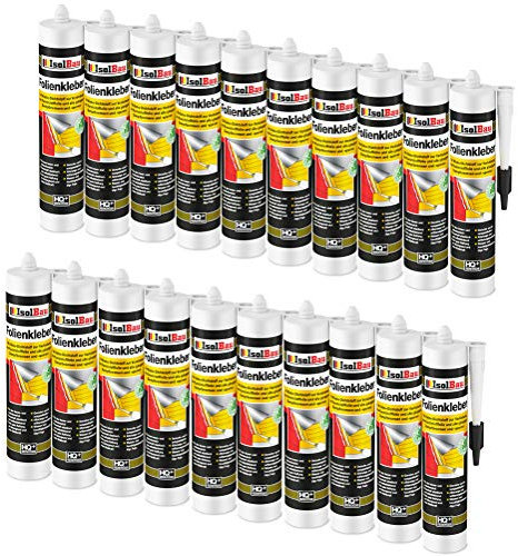Isolbau Profi Folienkleber - 20 x 450 g Bauelastischer 1K Klebe-Dichtstoff zur Verklebung von Kunststofffolie, Dampfbremsen & Dampfsperren