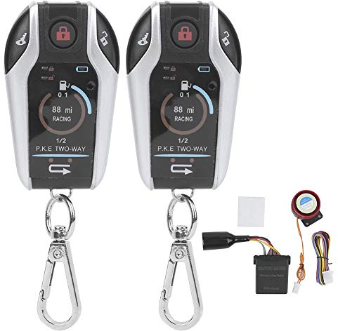 Qiilu 12V 2 Way Motorcycle Security Alarm System with Remote Control, Anti-Theft Security Burglar Alarm System