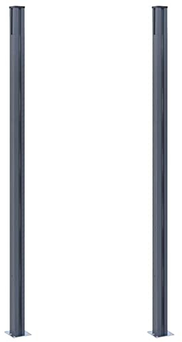 Tidyard Lot de 2 poteaux de clôture pour clôture clôture terrasse patio extérieur parc potager jardin durable aluminium gris foncé 185 cm